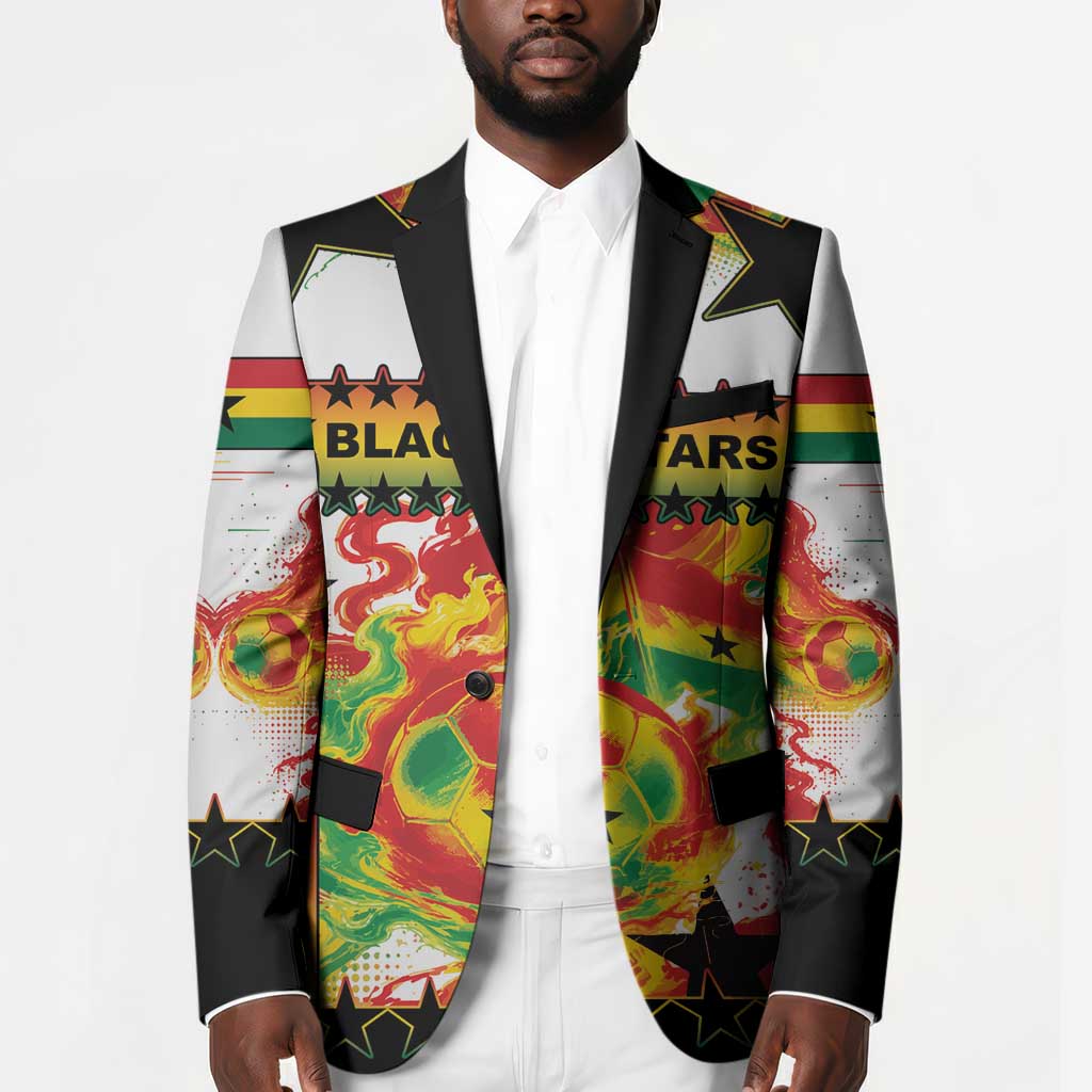 Custom Ghana Football Blazer African Pride Flag Colors Flame