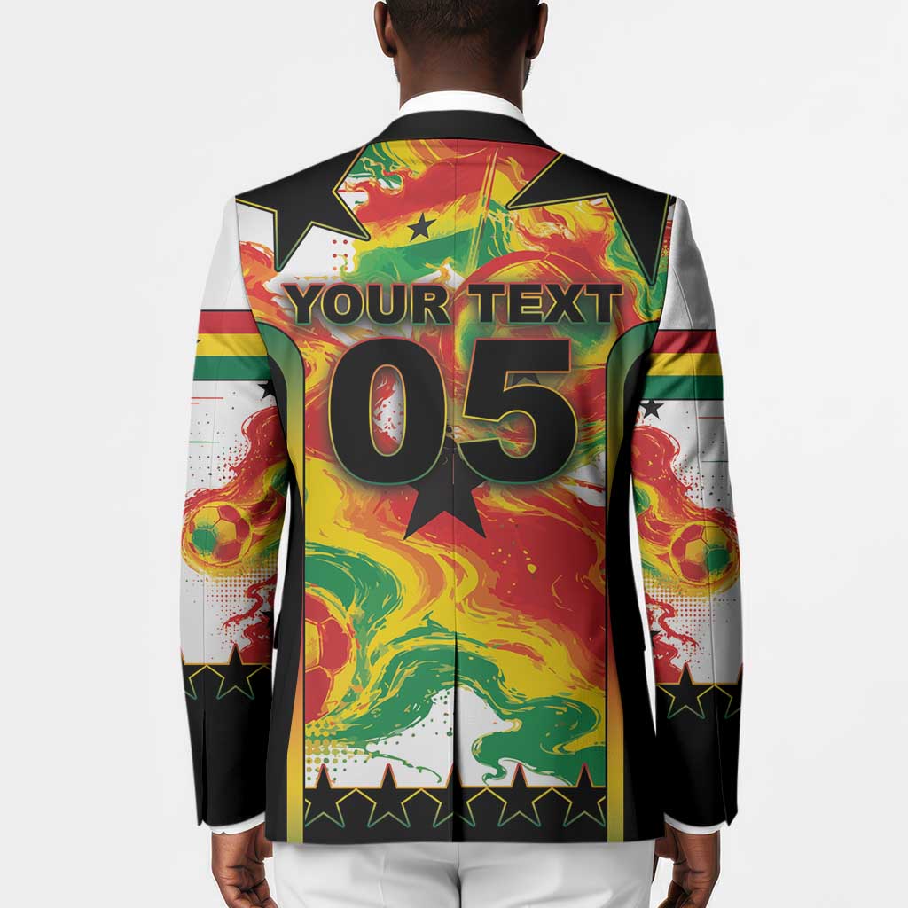 Custom Ghana Football Blazer African Pride Flag Colors Flame