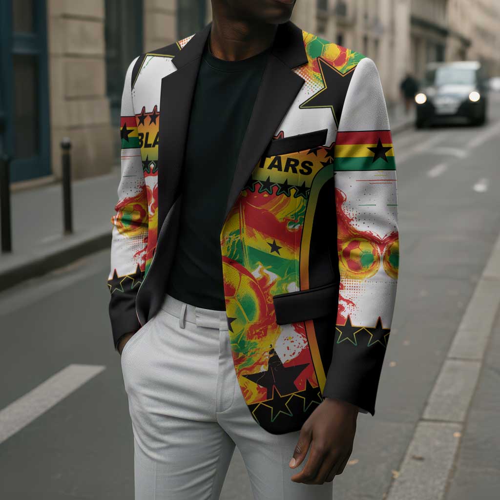 Custom Ghana Football Blazer African Pride Flag Colors Flame