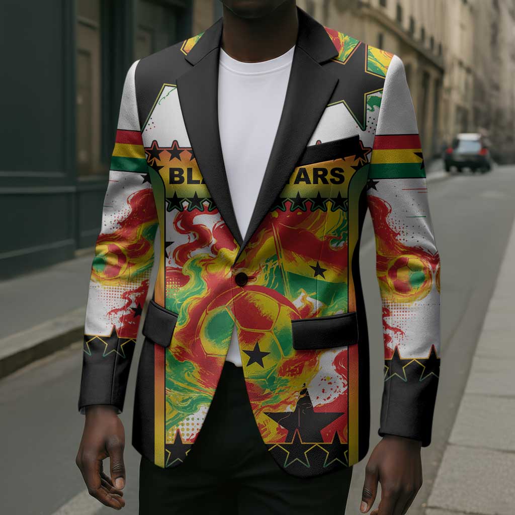 Custom Ghana Football Blazer African Pride Flag Colors Flame