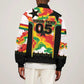 Custom Ghana Football Bomber Jacket African Pride Flag Colors Flame