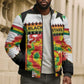 Custom Ghana Football Bomber Puffer Jacket African Pride Flag Colors Flame