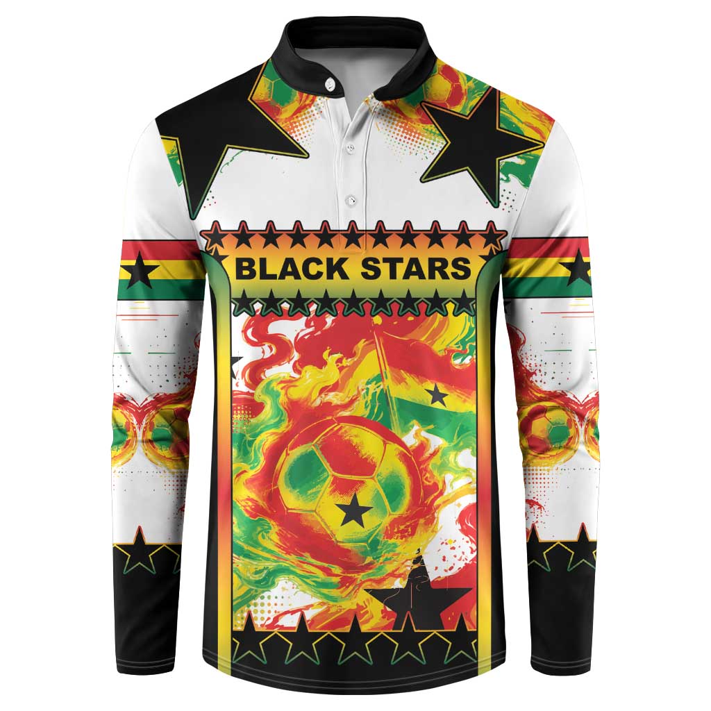 Custom Ghana Football Button Sweatshirt African Pride Flag Colors Flame
