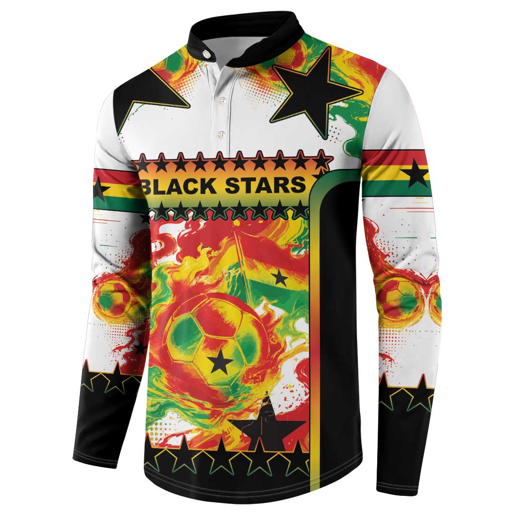 Custom Ghana Football Button Sweatshirt African Pride Flag Colors Flame