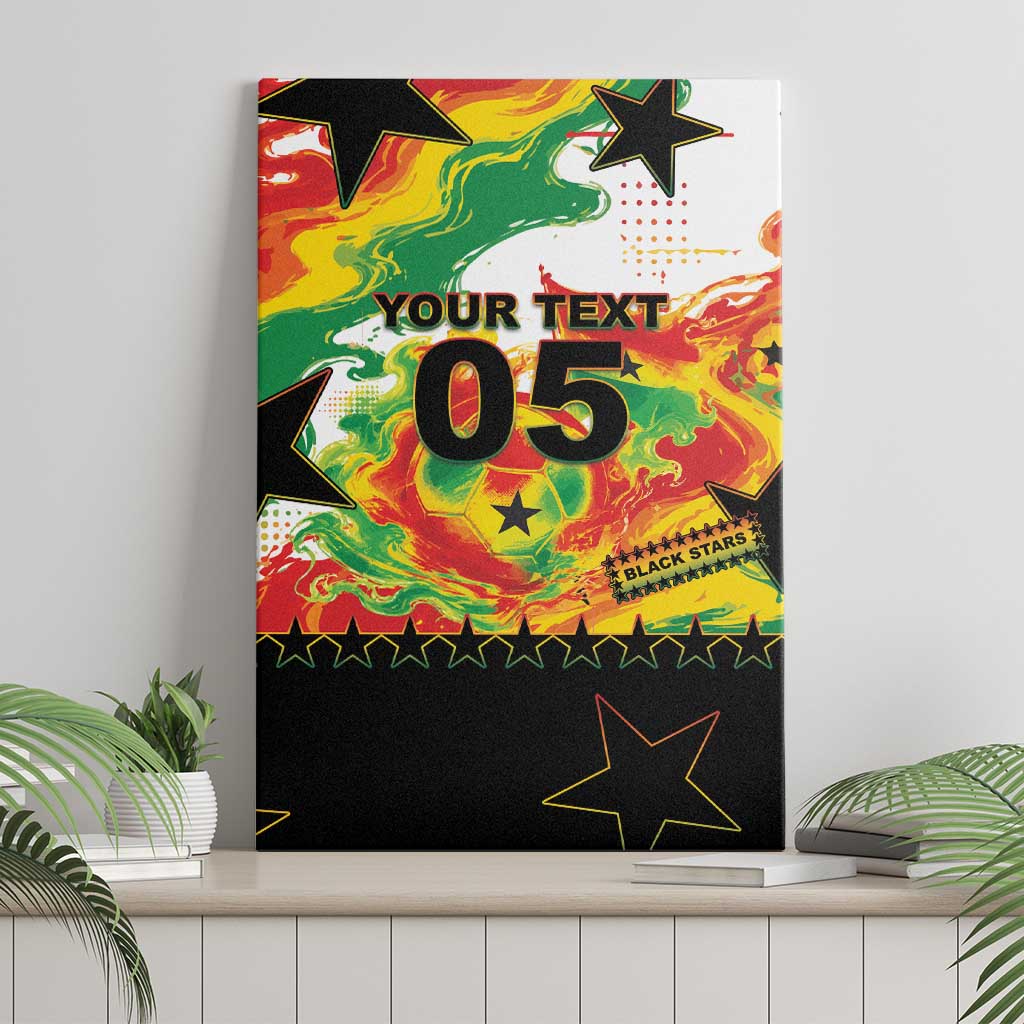 Custom Ghana Football Canvas Wall Art African Pride Flag Colors Flame