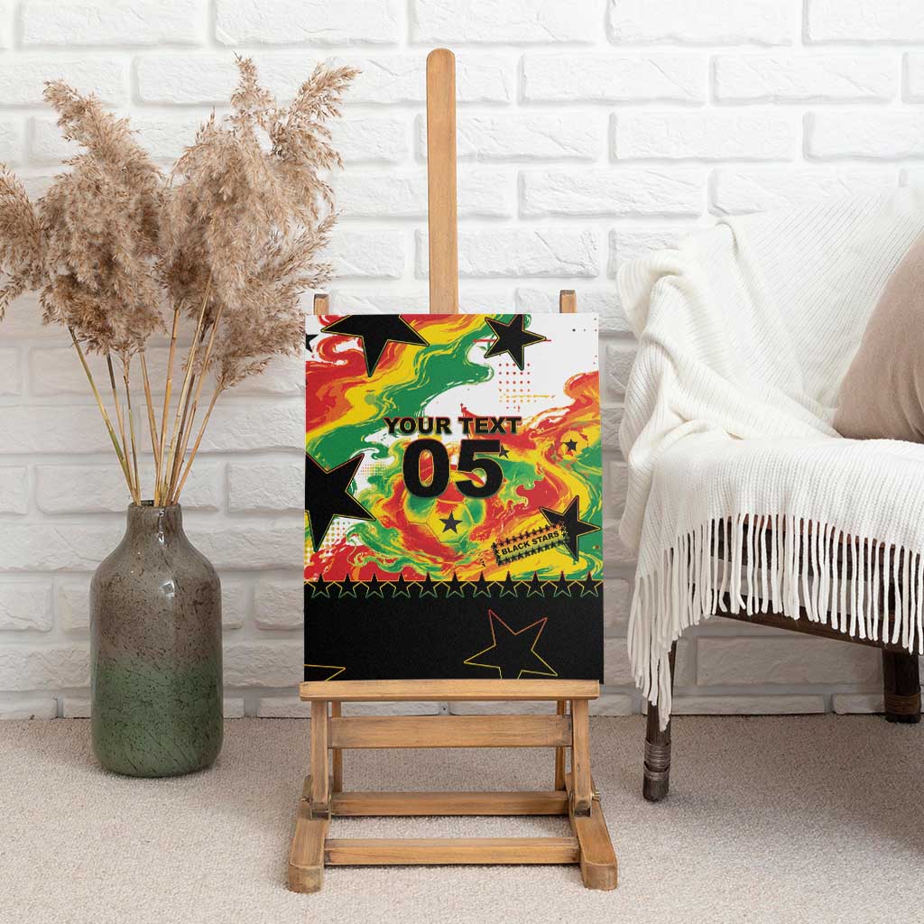 Custom Ghana Football Canvas Wall Art African Pride Flag Colors Flame