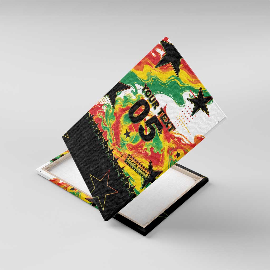 Custom Ghana Football Canvas Wall Art African Pride Flag Colors Flame