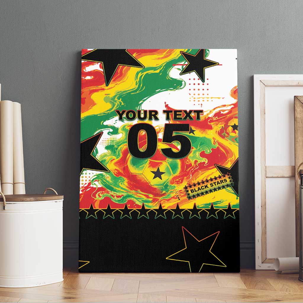 Custom Ghana Football Canvas Wall Art African Pride Flag Colors Flame
