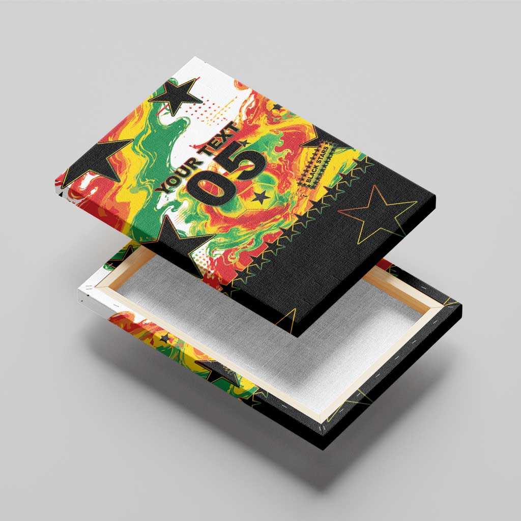 Custom Ghana Football Canvas Wall Art African Pride Flag Colors Flame