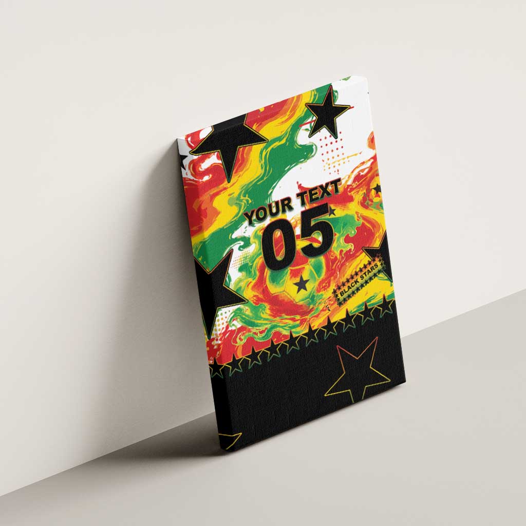 Custom Ghana Football Canvas Wall Art African Pride Flag Colors Flame