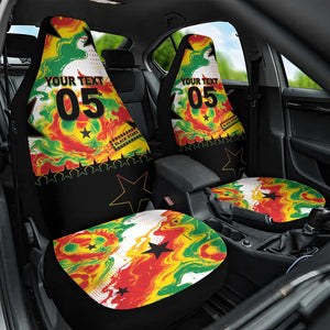 Custom Ghana Football Car Seat Cover African Pride Flag Colors Flame