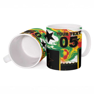 Custom Ghana Football Ceramic Mug African Pride Flag Colors Flame