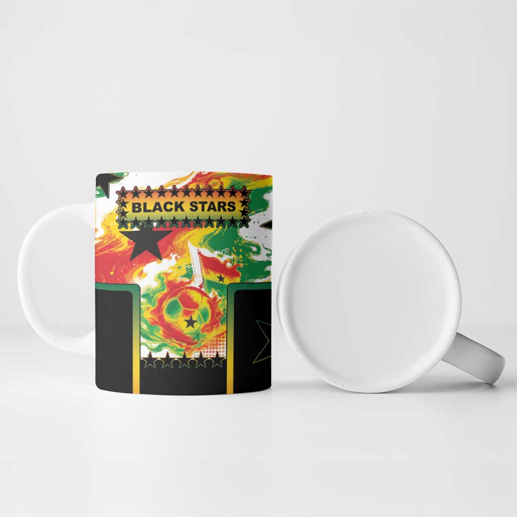 Custom Ghana Football Ceramic Mug African Pride Flag Colors Flame