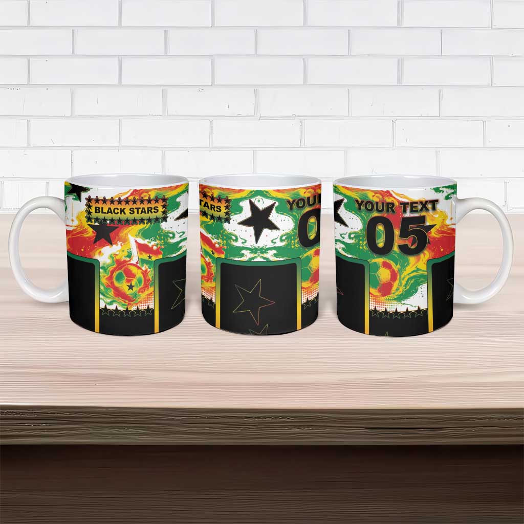 Custom Ghana Football Ceramic Mug African Pride Flag Colors Flame