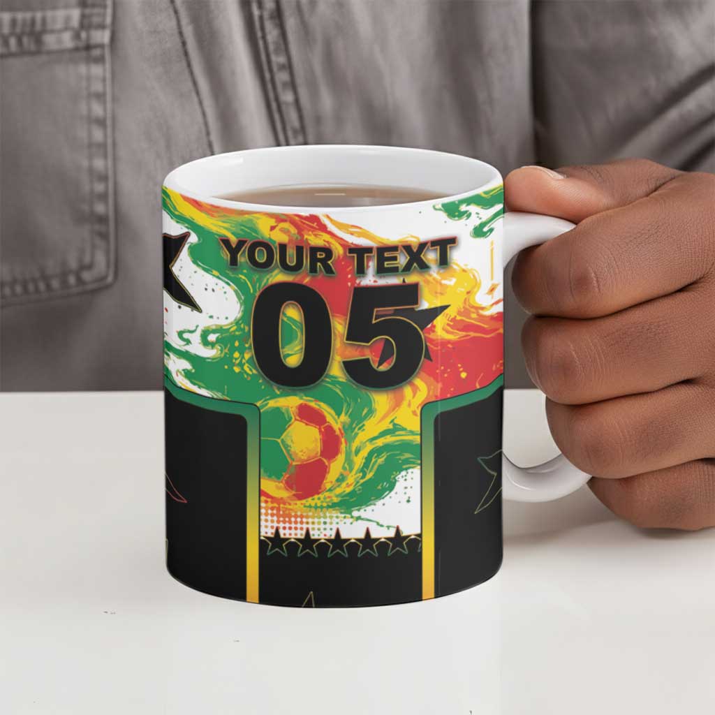 Custom Ghana Football Ceramic Mug African Pride Flag Colors Flame