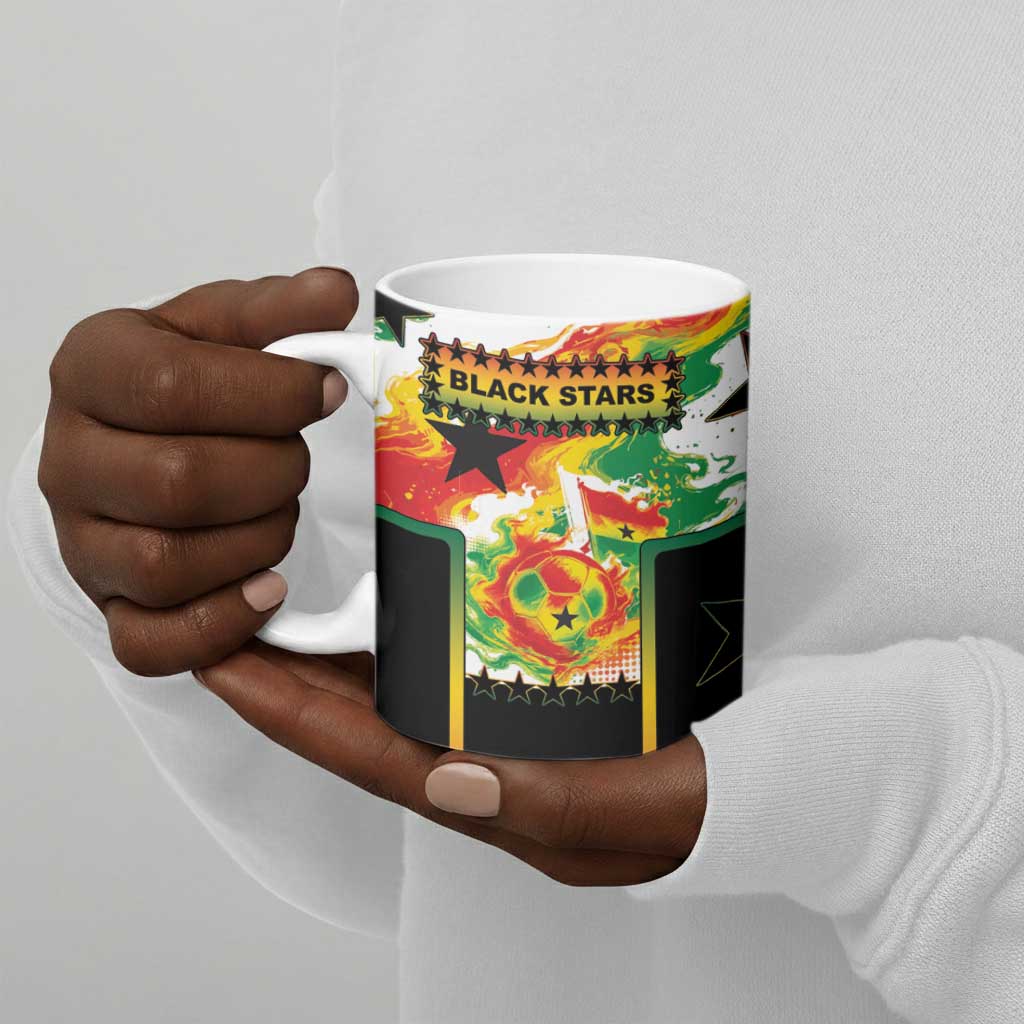 Custom Ghana Football Ceramic Mug African Pride Flag Colors Flame