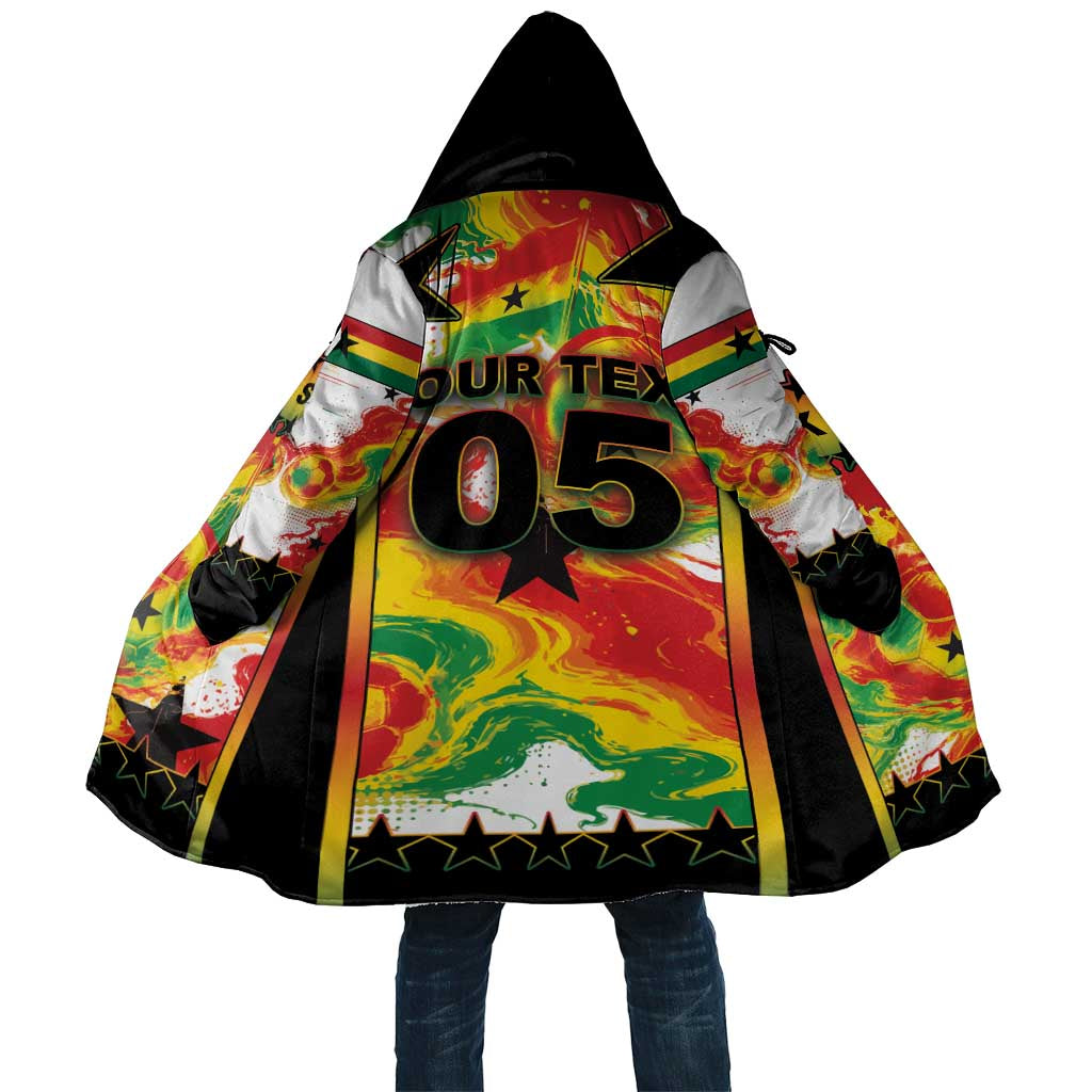 Custom Ghana Football Cloak African Pride Flag Colors Flame