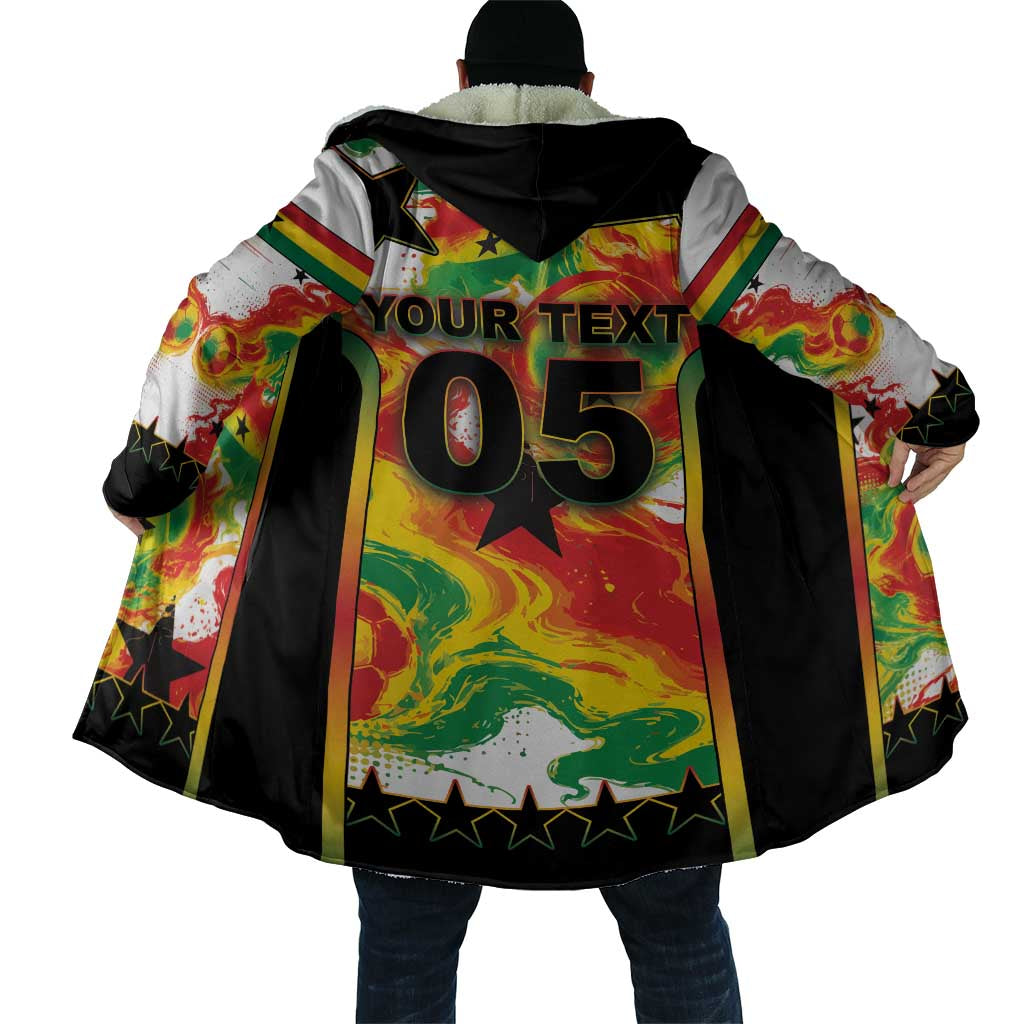 Custom Ghana Football Cloak African Pride Flag Colors Flame