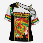 Custom Ghana Football Cross Shoulder Shirt African Pride Flag Colors Flame