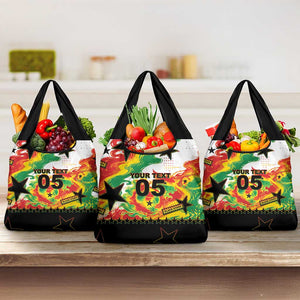 Custom Ghana Football Grocery Bag African Pride Flag Colors Flame