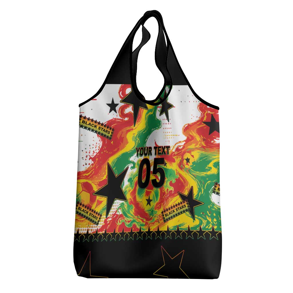 Custom Ghana Football Grocery Bag African Pride Flag Colors Flame