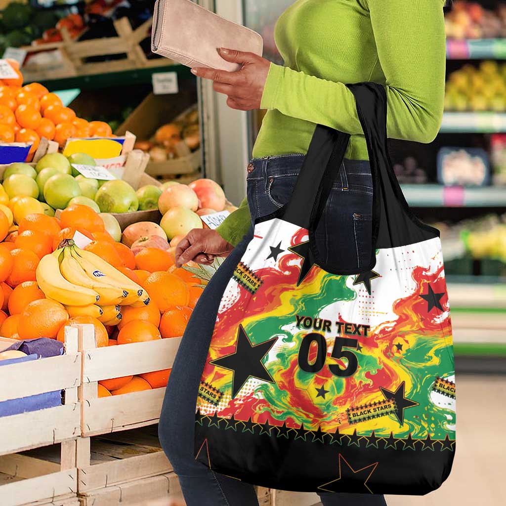Custom Ghana Football Grocery Bag African Pride Flag Colors Flame