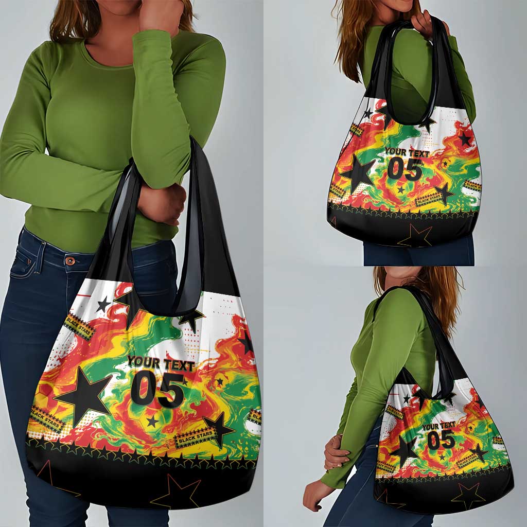 Custom Ghana Football Grocery Bag African Pride Flag Colors Flame