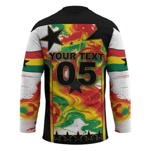 Custom Ghana Football Hockey Jersey African Pride Flag Colors Flame