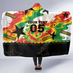 Custom Ghana Football Hooded Blanket African Pride Flag Colors Flame