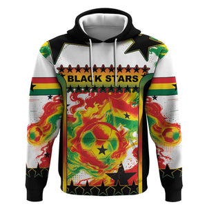 Custom Ghana Football Hoodie African Pride Flag Colors Flame
