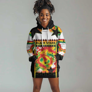 Custom Ghana Football Hoodie Dress African Pride Flag Colors Flame