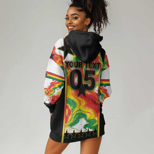 Custom Ghana Football Hoodie Dress African Pride Flag Colors Flame