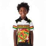 Custom Ghana Football Kid Polo Shirt African Pride Flag Colors Flame