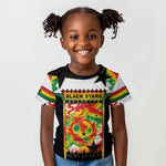 Custom Ghana Football Kid T shirt African Pride Flag Colors Flame