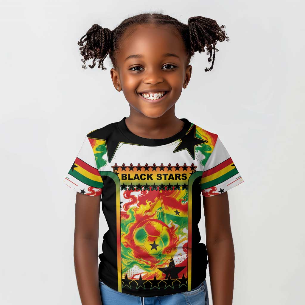 Custom Ghana Football Kid T shirt African Pride Flag Colors Flame