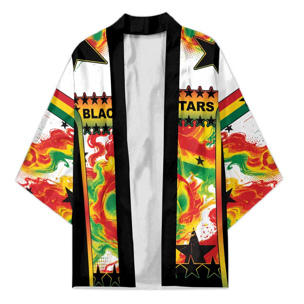 Custom Ghana Football Kimono African Pride Flag Colors Flame
