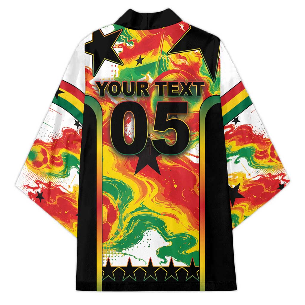 Custom Ghana Football Kimono African Pride Flag Colors Flame