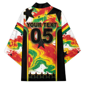 Custom Ghana Football Kimono African Pride Flag Colors Flame