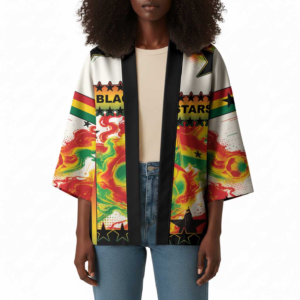 Custom Ghana Football Kimono African Pride Flag Colors Flame