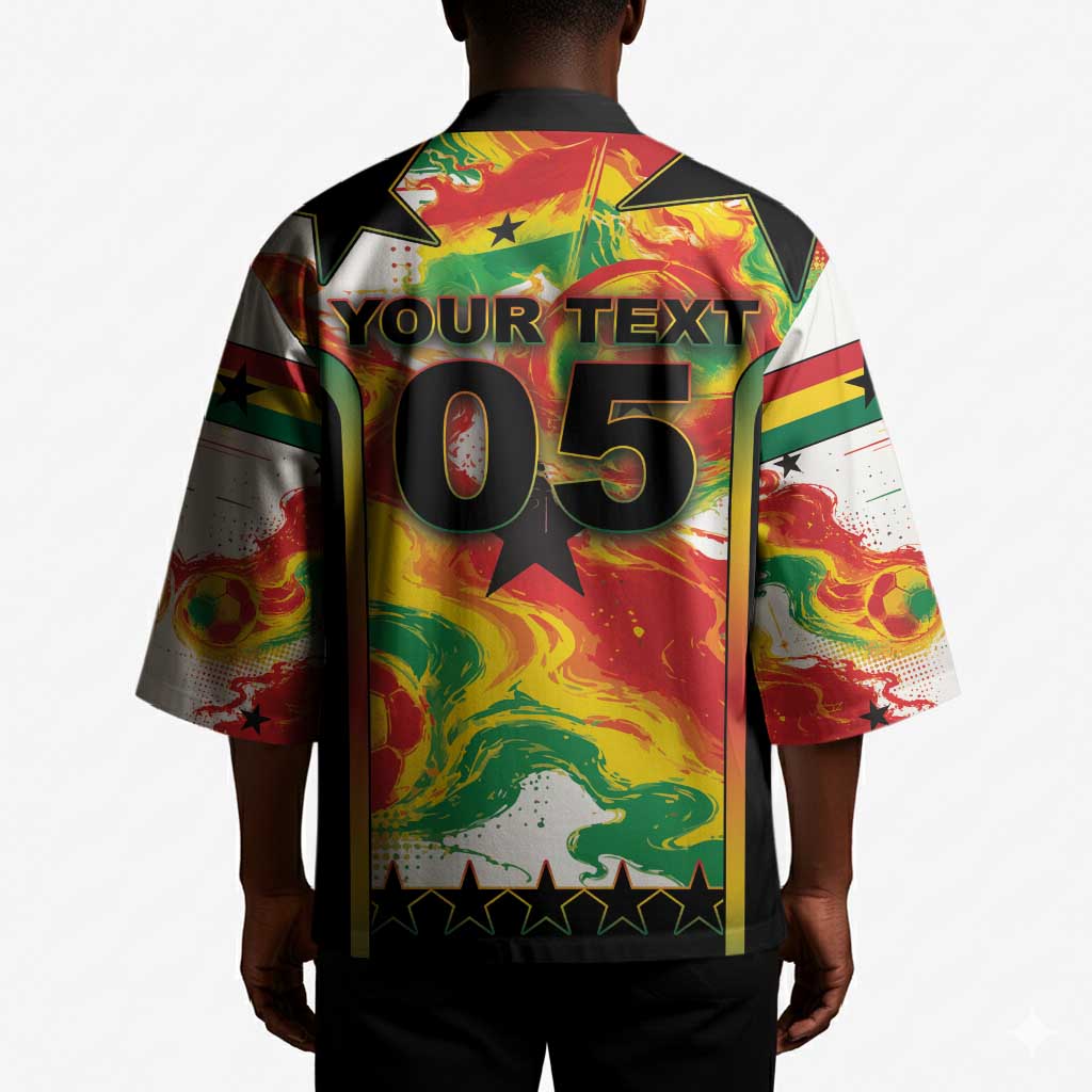 Custom Ghana Football Kimono African Pride Flag Colors Flame