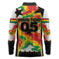 Custom Ghana Football Long Sleeve Polo Shirt African Pride Flag Colors Flame
