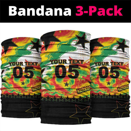 Custom Ghana Football Neck Gaiter African Pride Flag Colors Flame