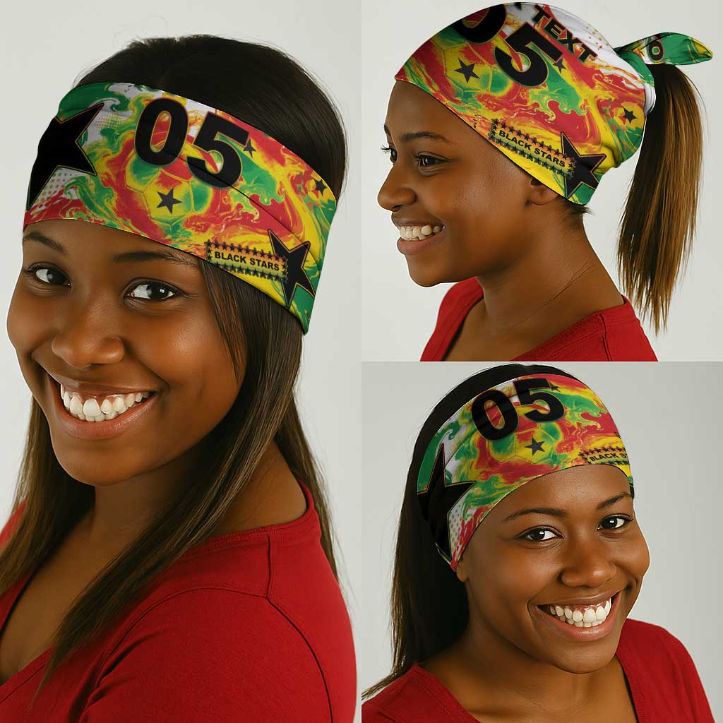 Custom Ghana Football Neck Gaiter African Pride Flag Colors Flame
