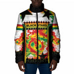 Custom Ghana Football Padded Jacket African Pride Flag Colors Flame