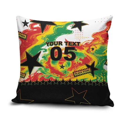 Custom Ghana Football Pillow Cover African Pride Flag Colors Flame