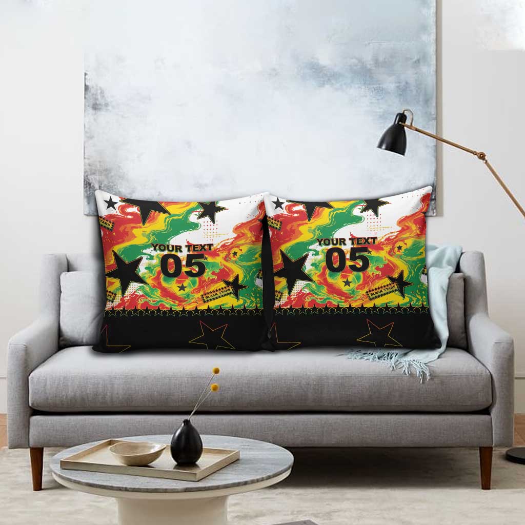 Custom Ghana Football Pillow Cover African Pride Flag Colors Flame