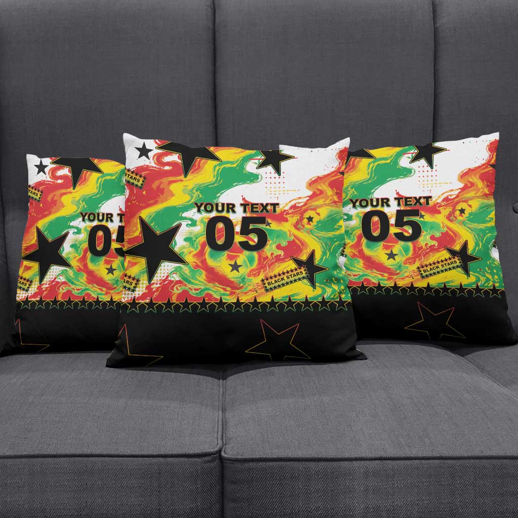 Custom Ghana Football Pillow Cover African Pride Flag Colors Flame