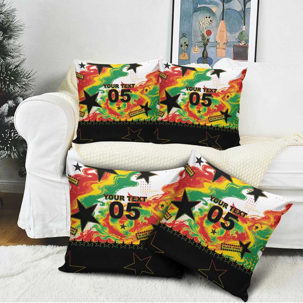 Custom Ghana Football Pillow Cover African Pride Flag Colors Flame