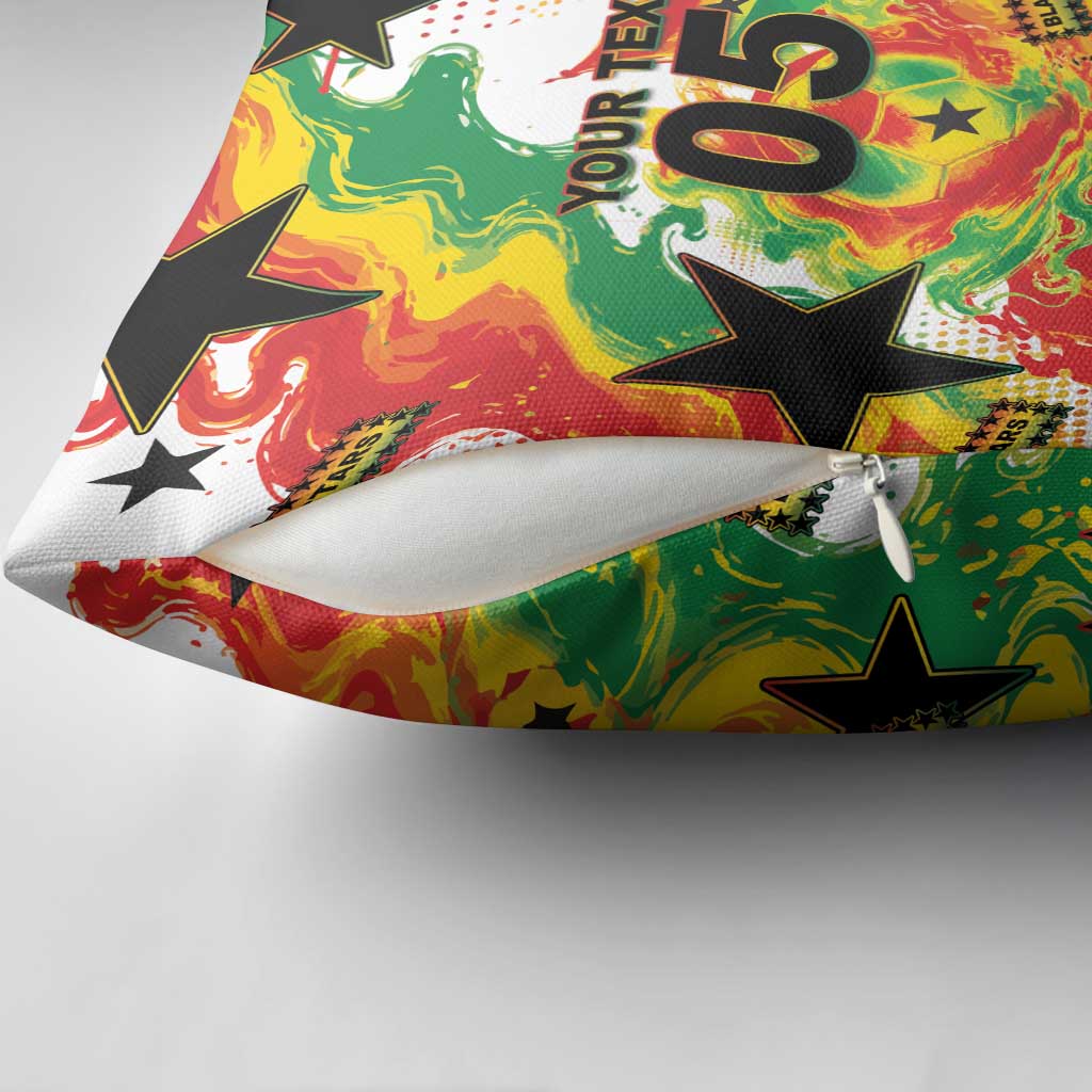 Custom Ghana Football Pillow Cover African Pride Flag Colors Flame