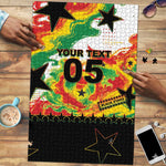 Custom Ghana Football Puzzle African Pride Flag Colors Flame